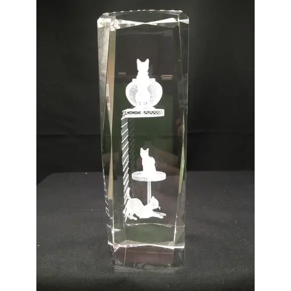 3D crystal Holographic Photo 3 Cats Playing - Picture 2 of 6
